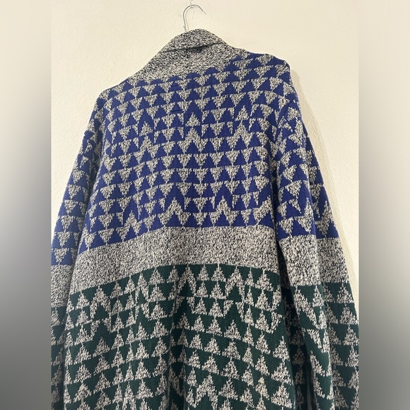 Levi's Wool Blend Diamond Knit Button Up Cardigan Sweater Gray/blue/green Size L - Picture 4 of 14